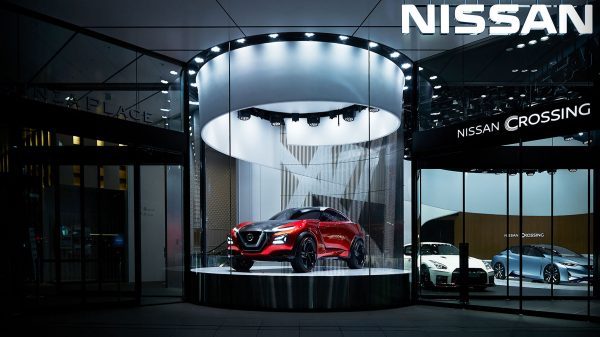 Nissan Crossing cylinder exhibit space